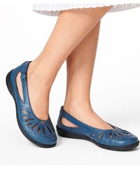 JBU-Jambu Designs Juniper Shoes 9.5M Floral Cut Out Blue Loafer Vegan Leather
